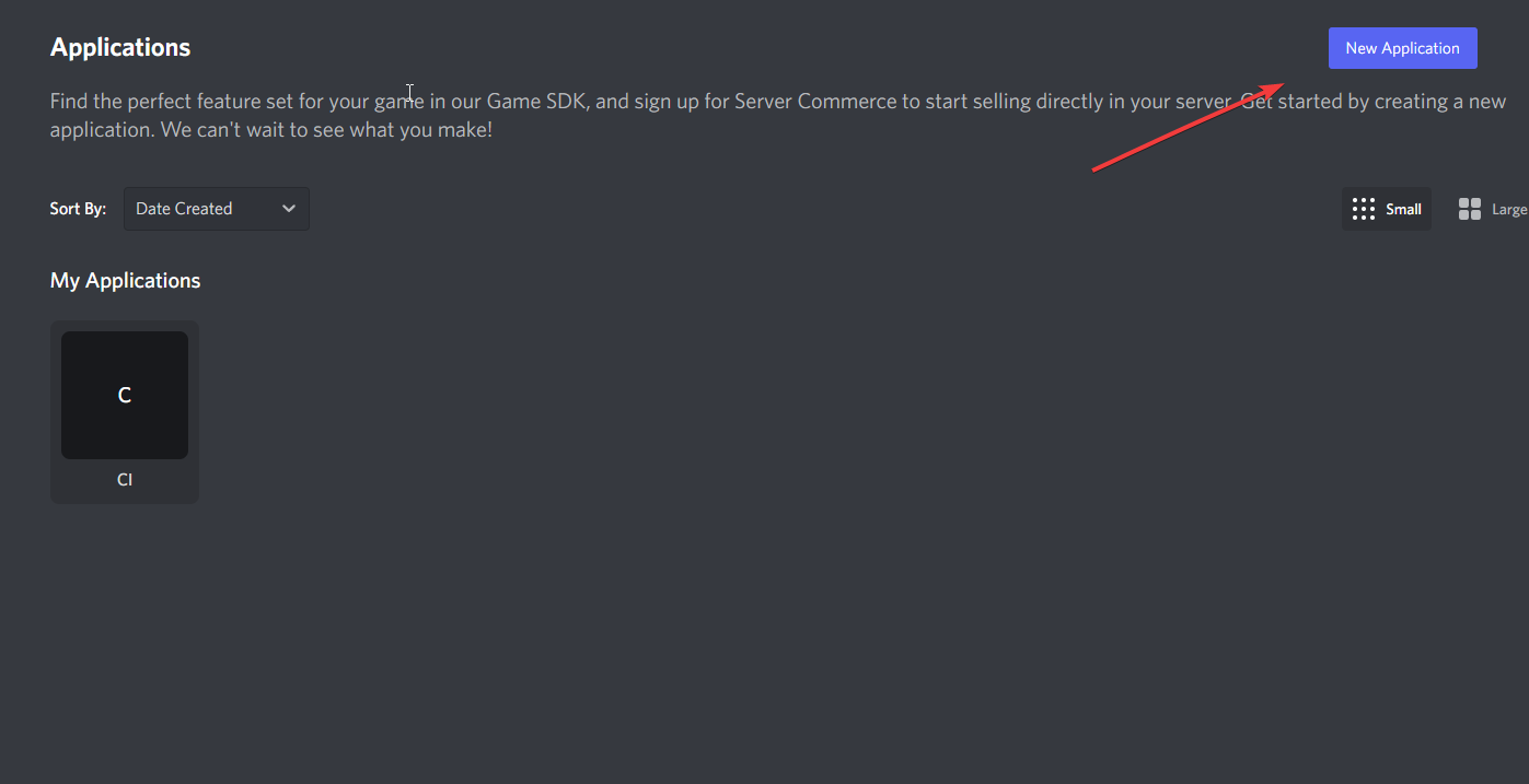 Discord application creation
